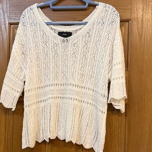 Ivory V-Neck Knit Sweater